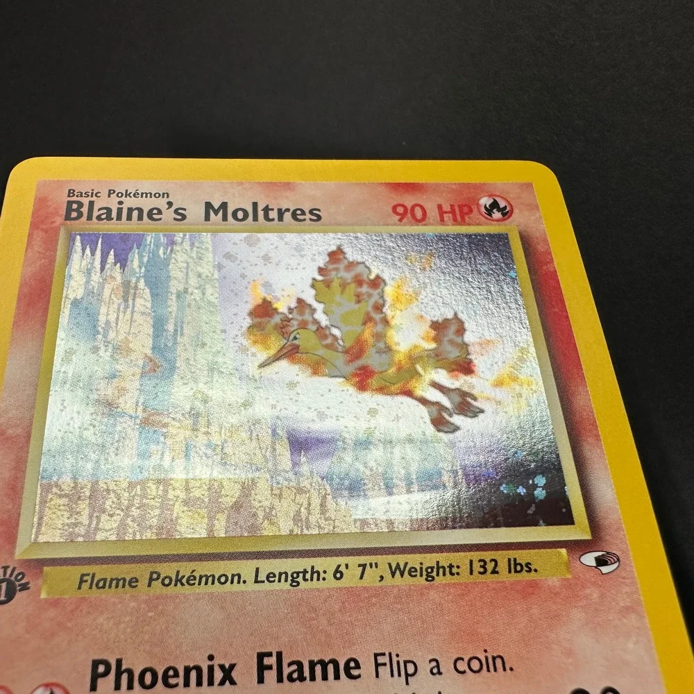 Pokemon TCG Blaine's Moltres 1st Edition Gym Heroes 001/132 Holo Rare NM